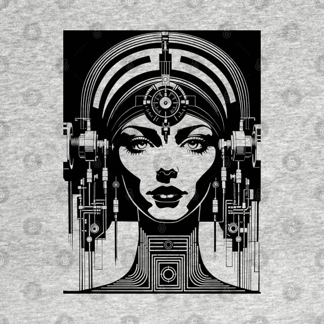 Telepathic Cyborg Retro Sci-fi (black) by SunGraphicsLab
